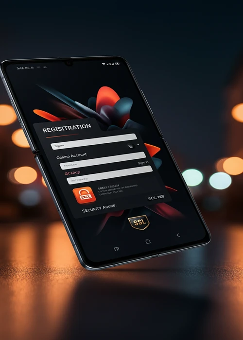Vegasnow Casino registration form with security padlock icon indicating secure data entry